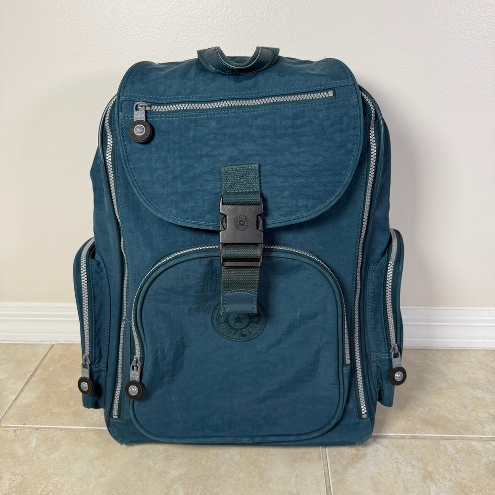Kipling Alcatraz Rolling Backpack Unisex Large Teal Blue Convertible Laptop Bag